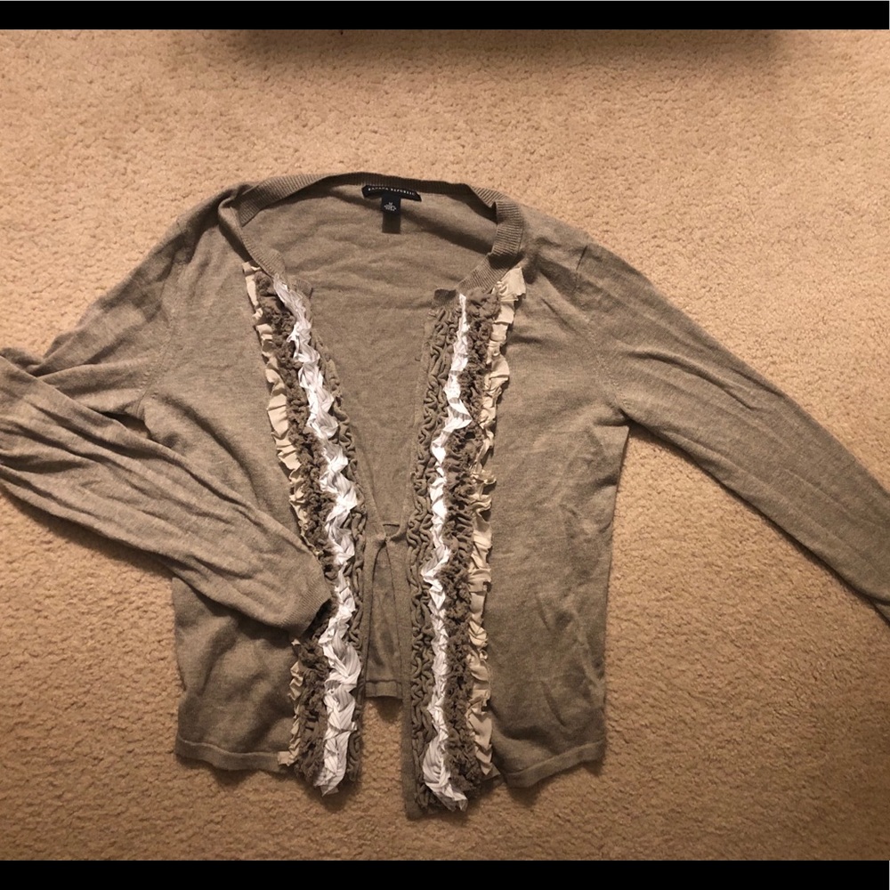 Banana republic brown ruffle cardigan Sz M